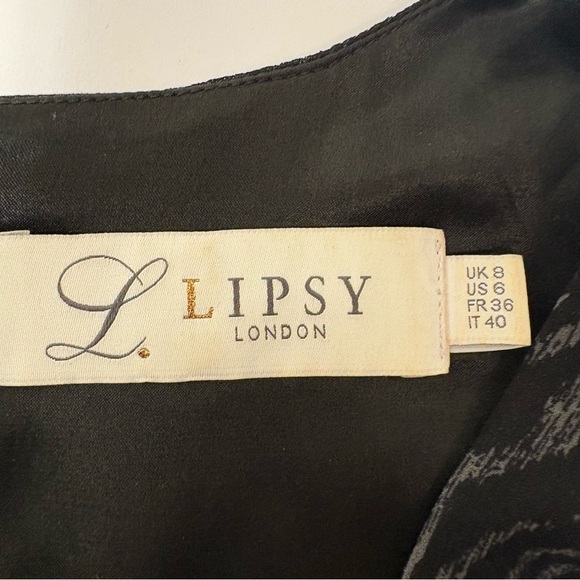 Lipsy Black sleeveless dress with a cool pattern, zipper, hooks and buttons. - Picture 6 of 10